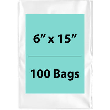 6X15 inches Clear Flat Poly Bags 3Mil Open Top (LDPE)